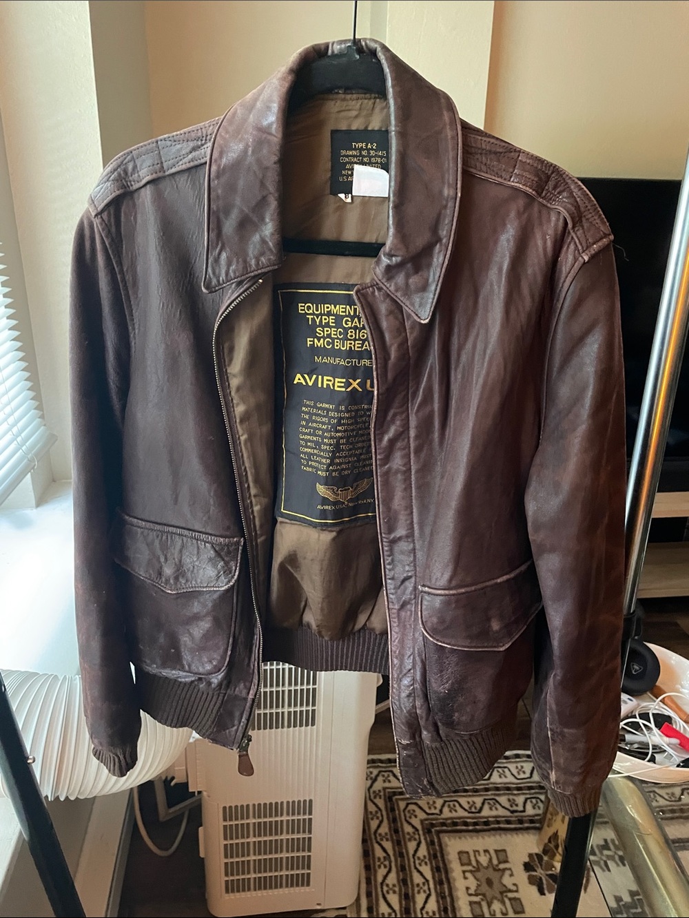 Avirex  A-2 Dark Brown Leather Bomber Jacket